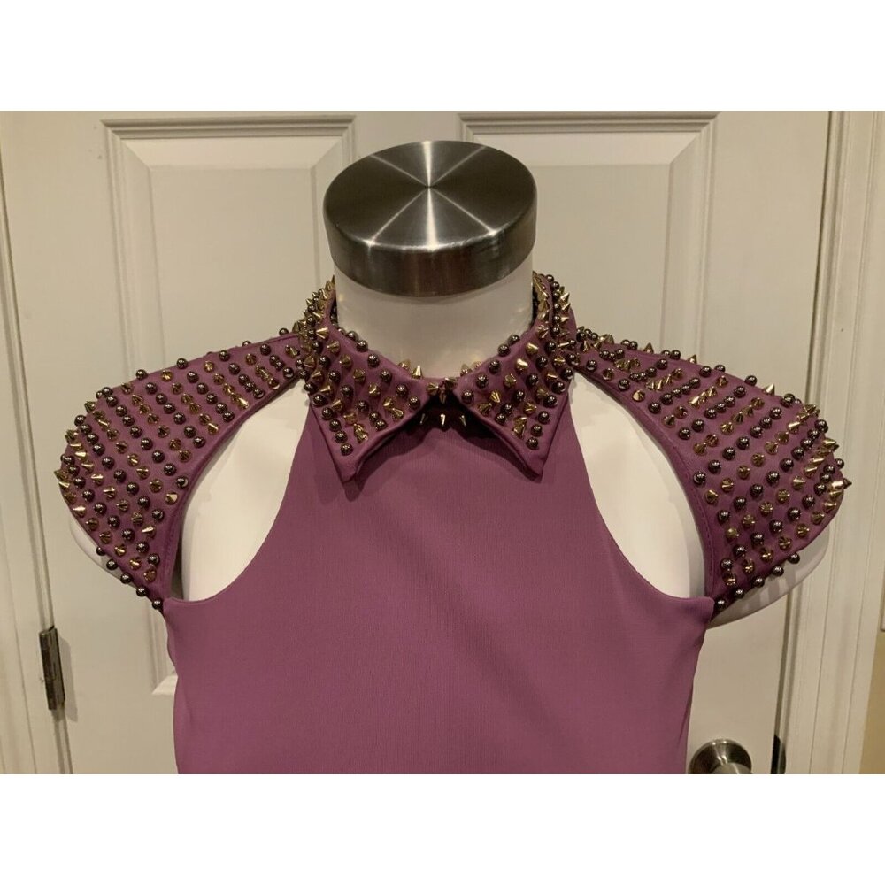 Philipp Plein Couture Plum Spike Studded Special Girl Cocktail Dress Size S NWT